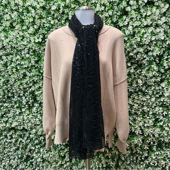 Vintage black scalloped sequin scarf lightweight dressy evening EUC - Picture 7 of 16